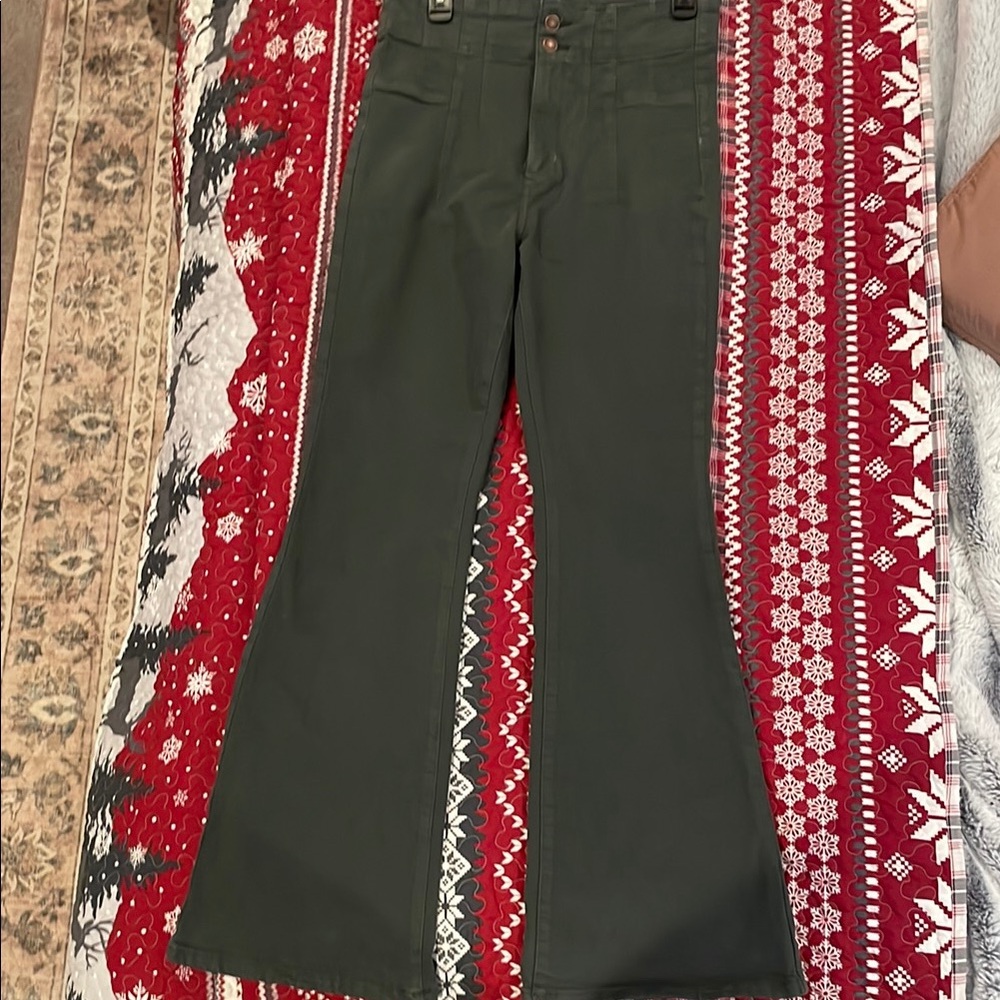 Free People Green Flare Pants